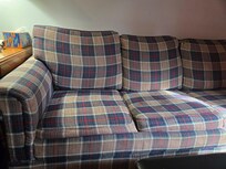 Worn out furniture, not same one pictured online.