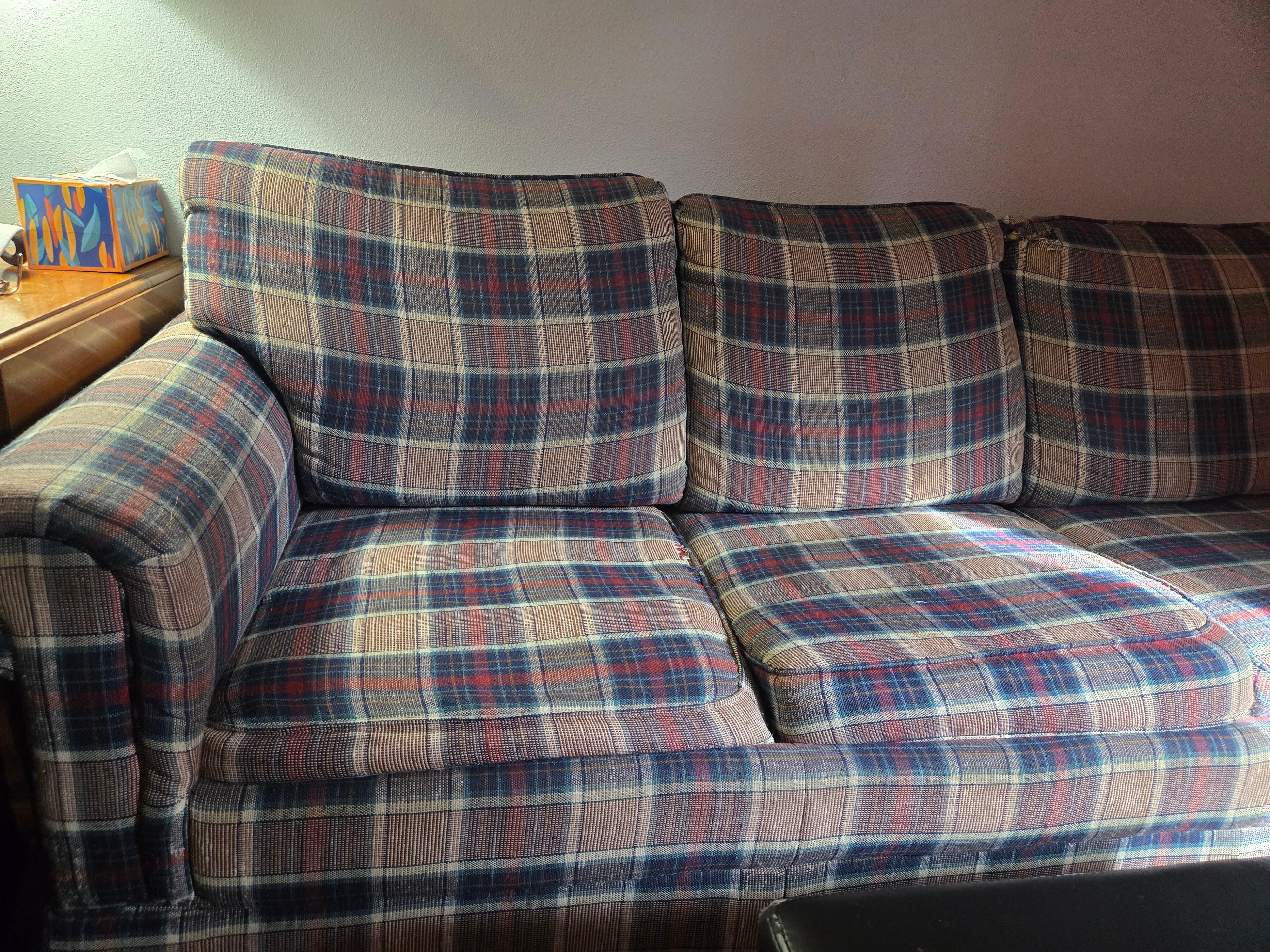 Worn out furniture, not same one pictured online.
