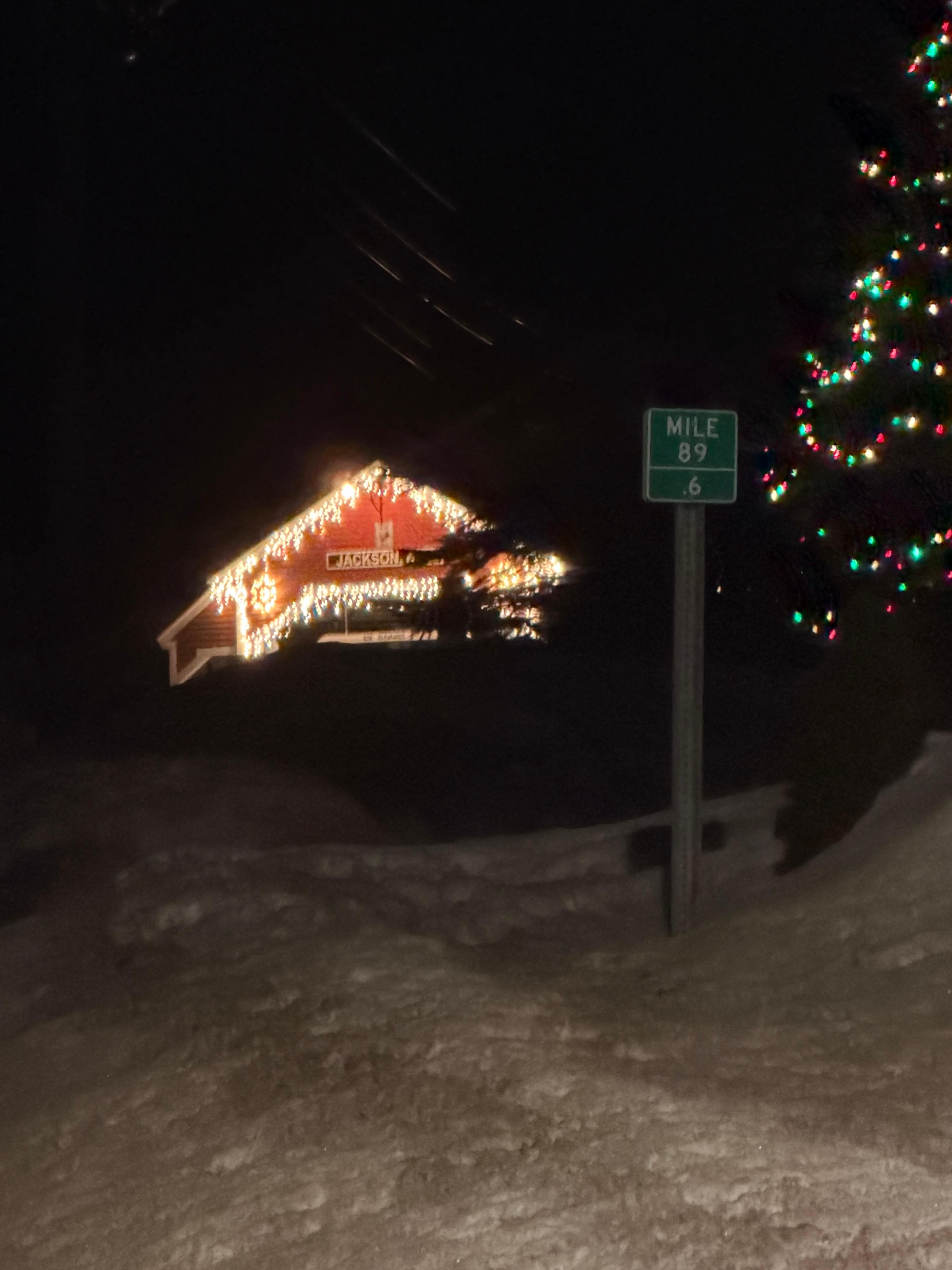 view of the covered bridge leading to Black Mt from the lodge