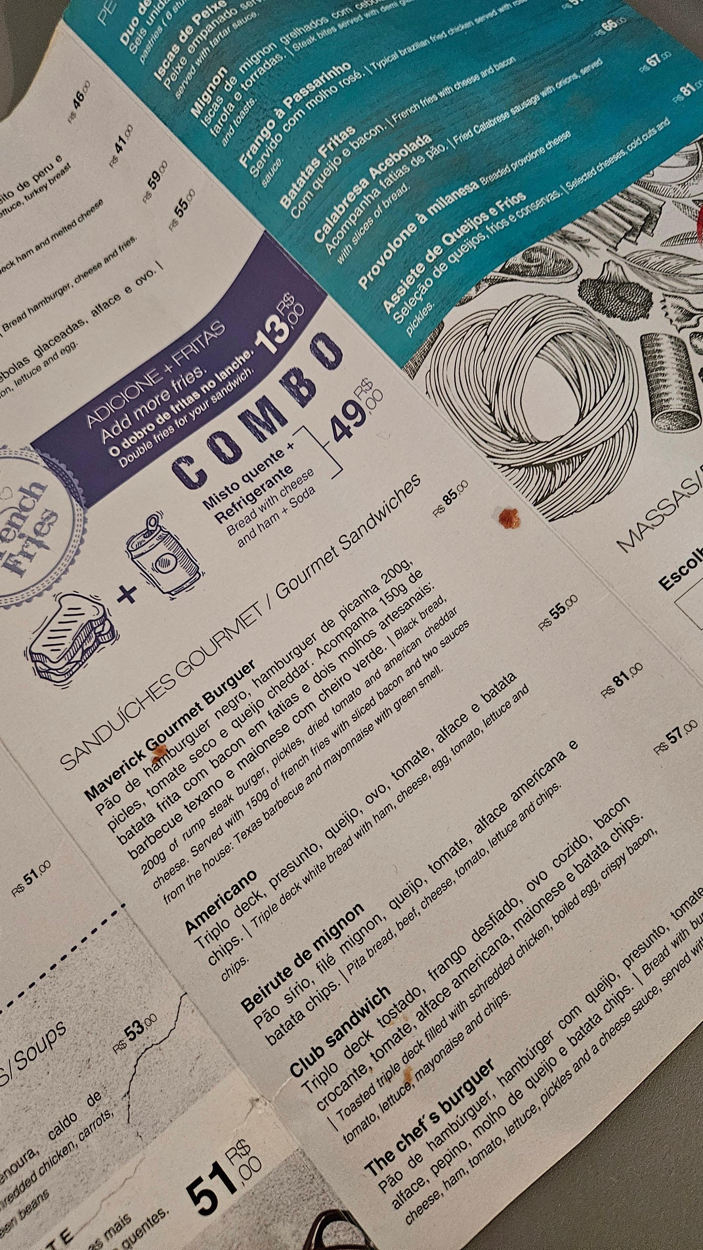 Even the menu was dirty with sticky food and greasy 