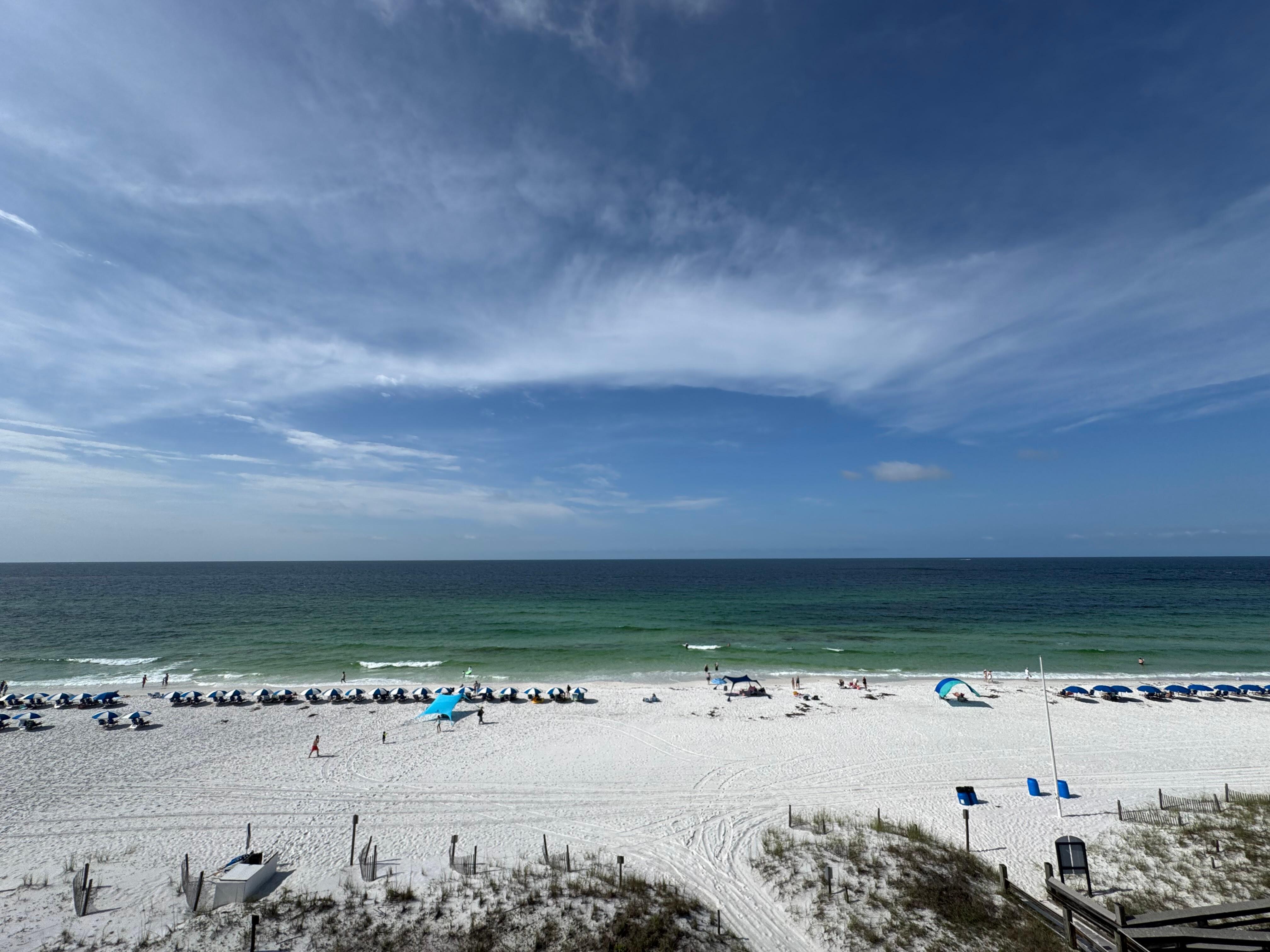Beautiful beach view from our balcony.