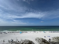 Beautiful beach view from our balcony.