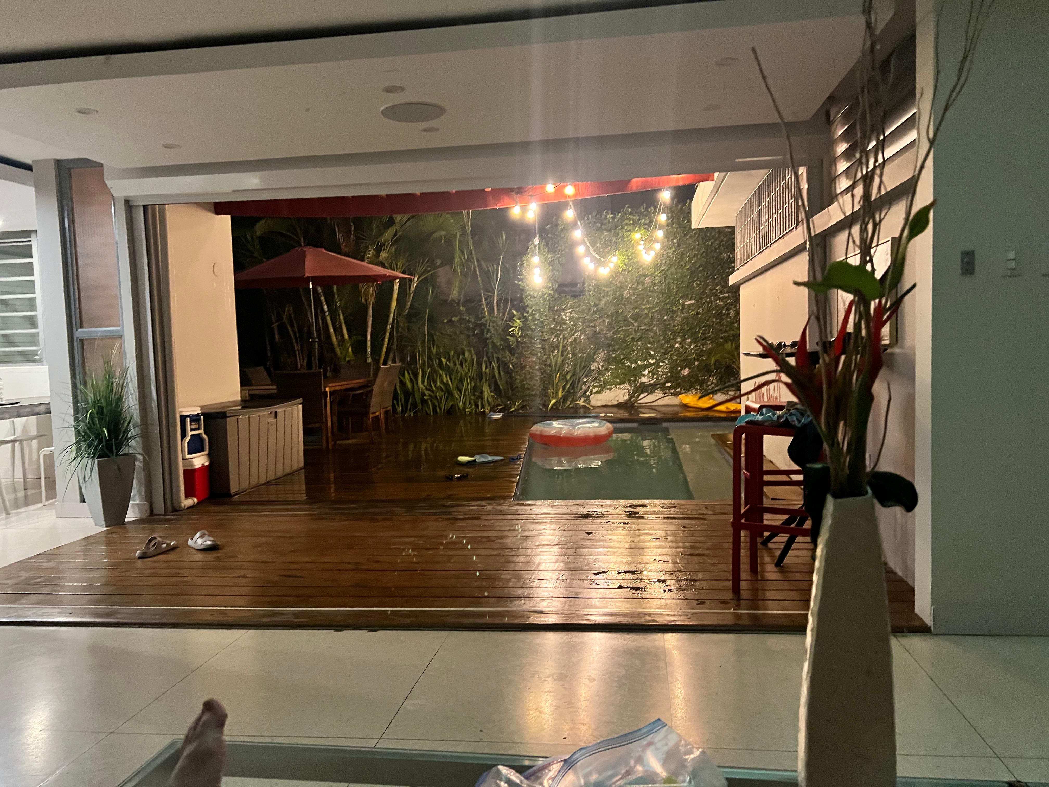 There was a rainy night and we opened the garage door and listened to nature. It was beautiful 
