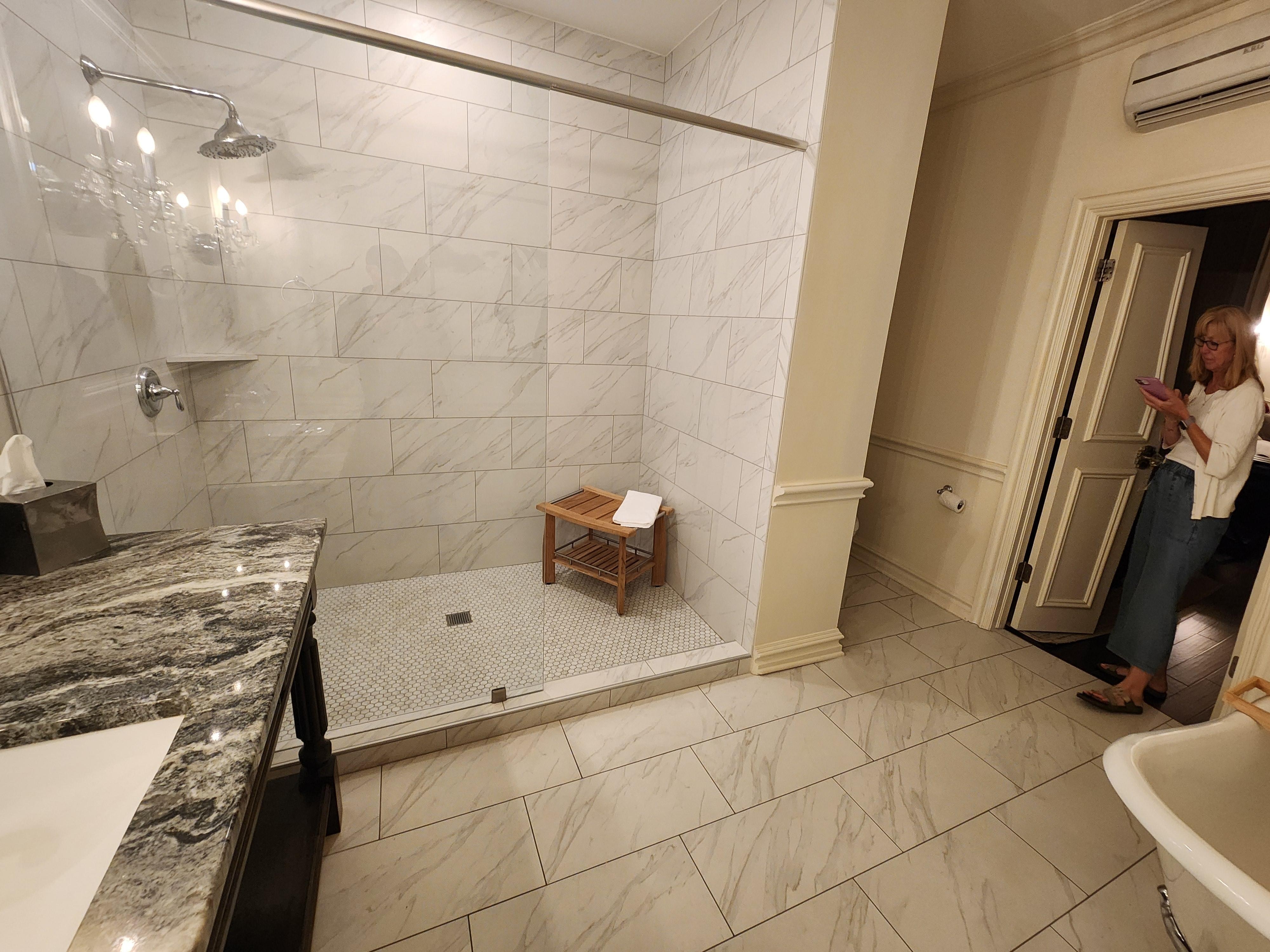 Large bathroom with walk in shower