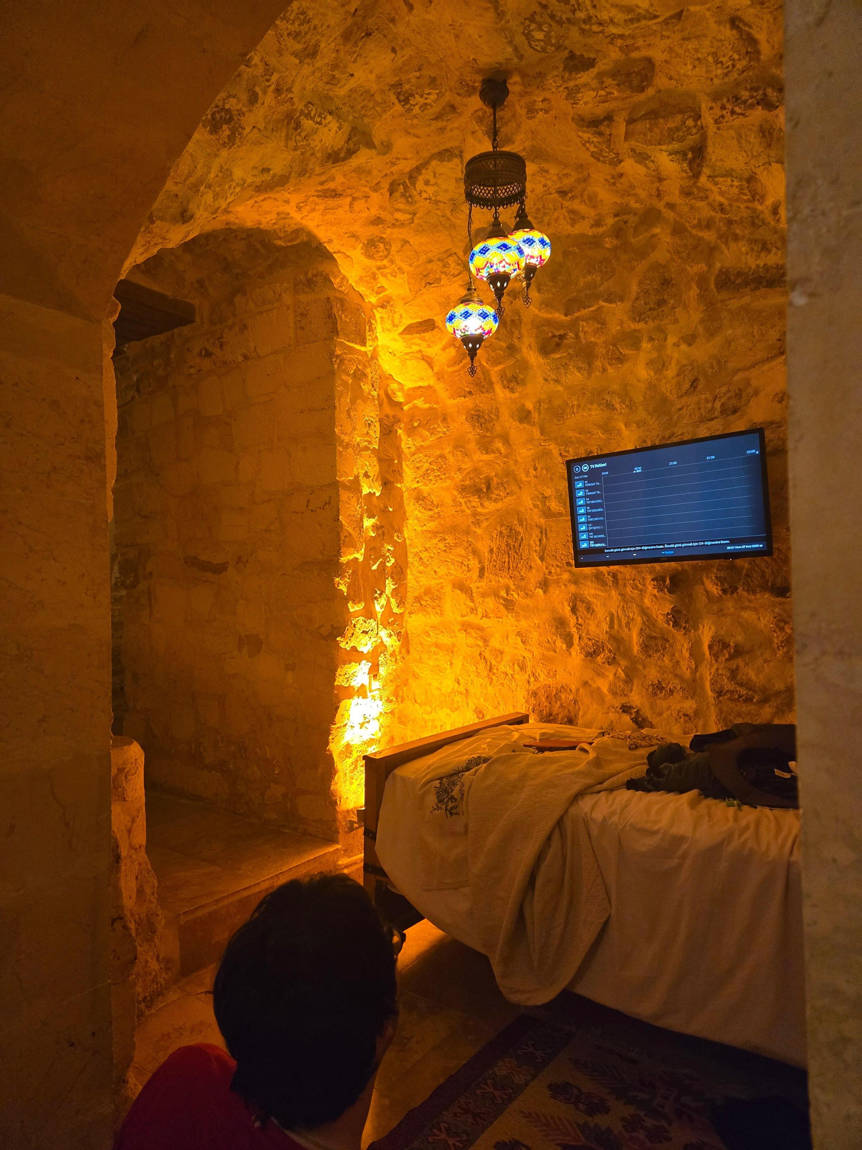 One of the beds in a triple room