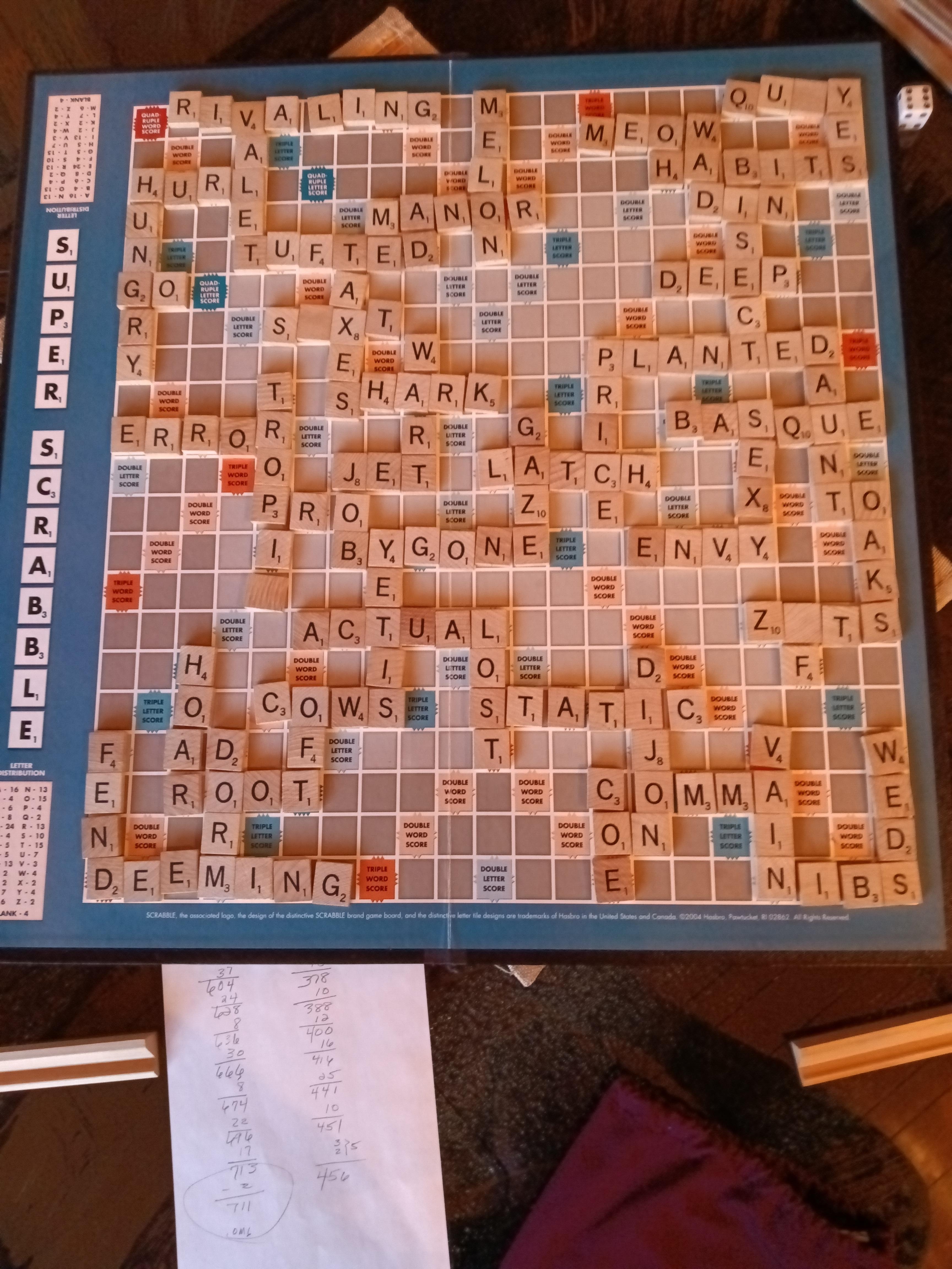 Became addicted to Super Scrabble!