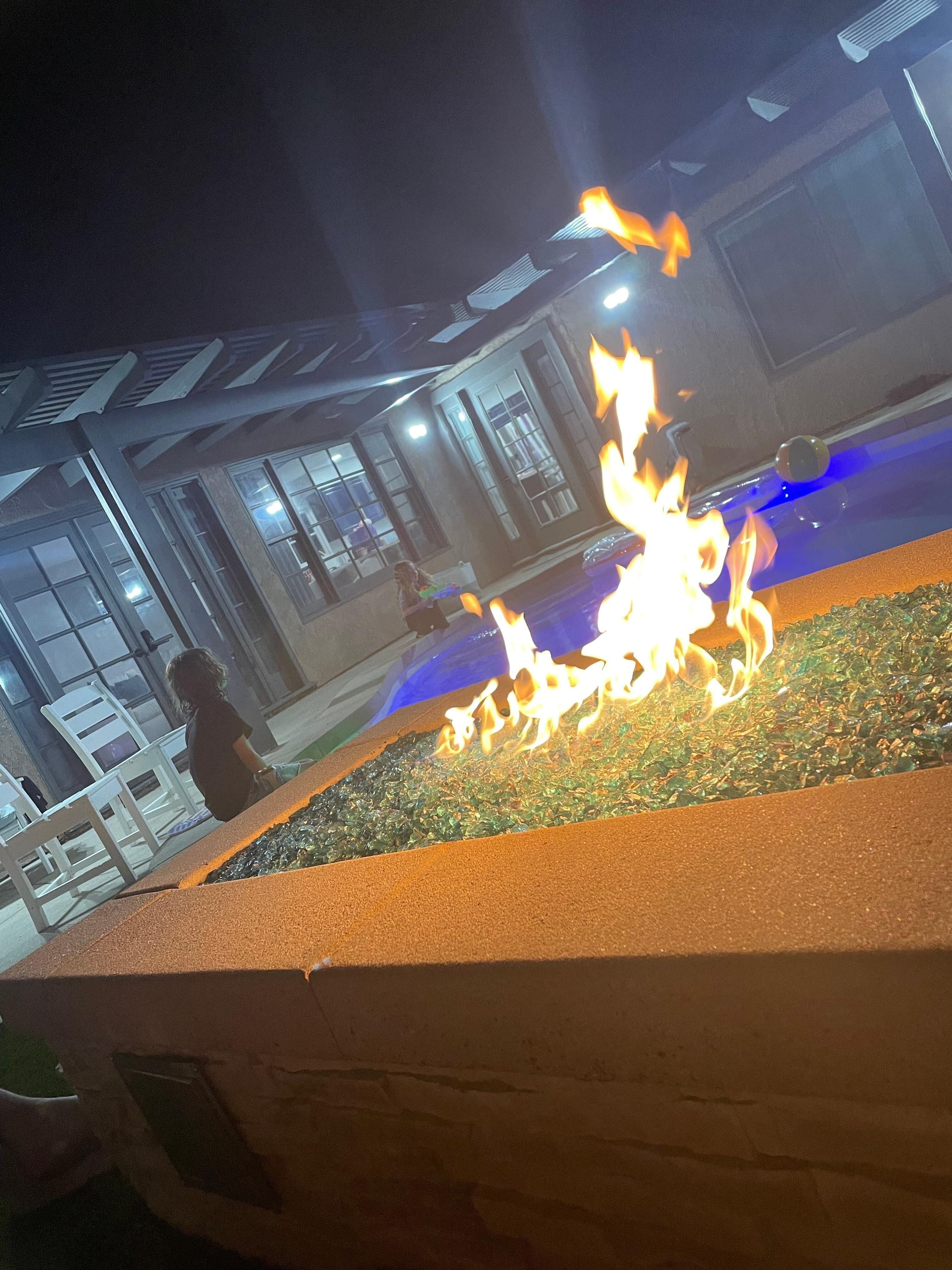 Fireplace by the pool