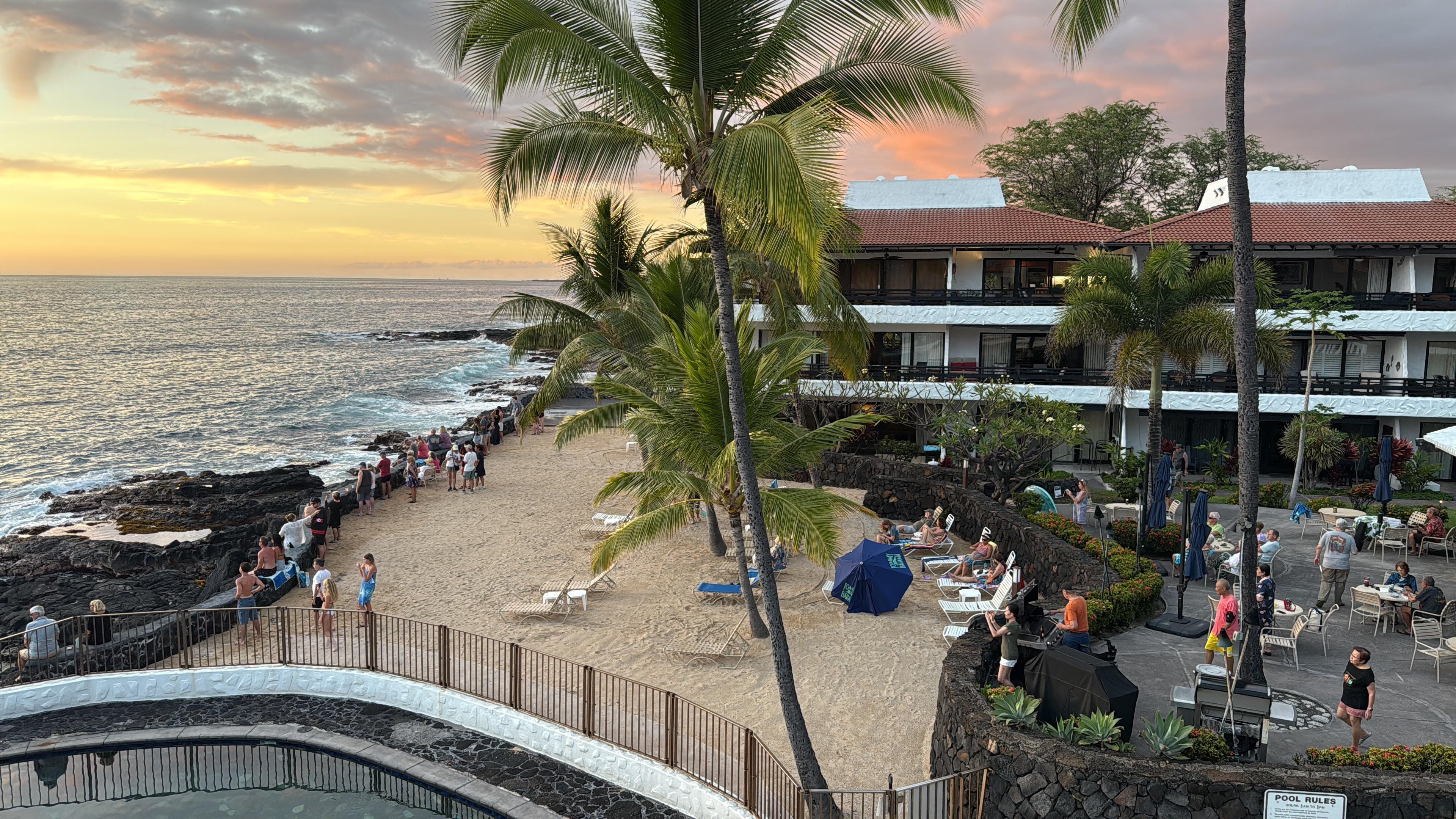Conch blowing at sunset