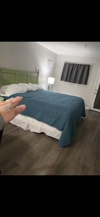 Noticed the bed looked not level, sat on the bed and the center was lower than the outside, looked under the bed and the wheels were missing from the center as well as bent. Did not feel like walking a block to complain and move all of our stuff, so.