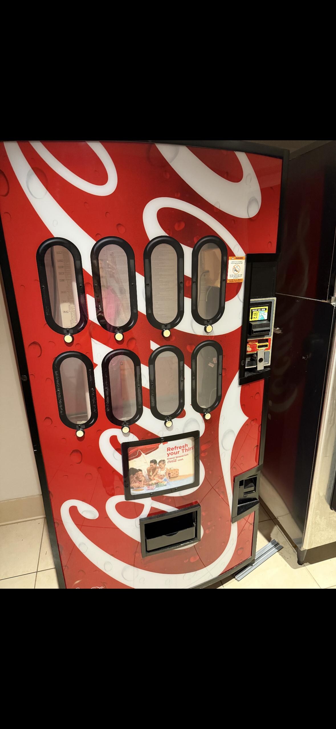 On multiple floors NO selection of beverages in vending machines 