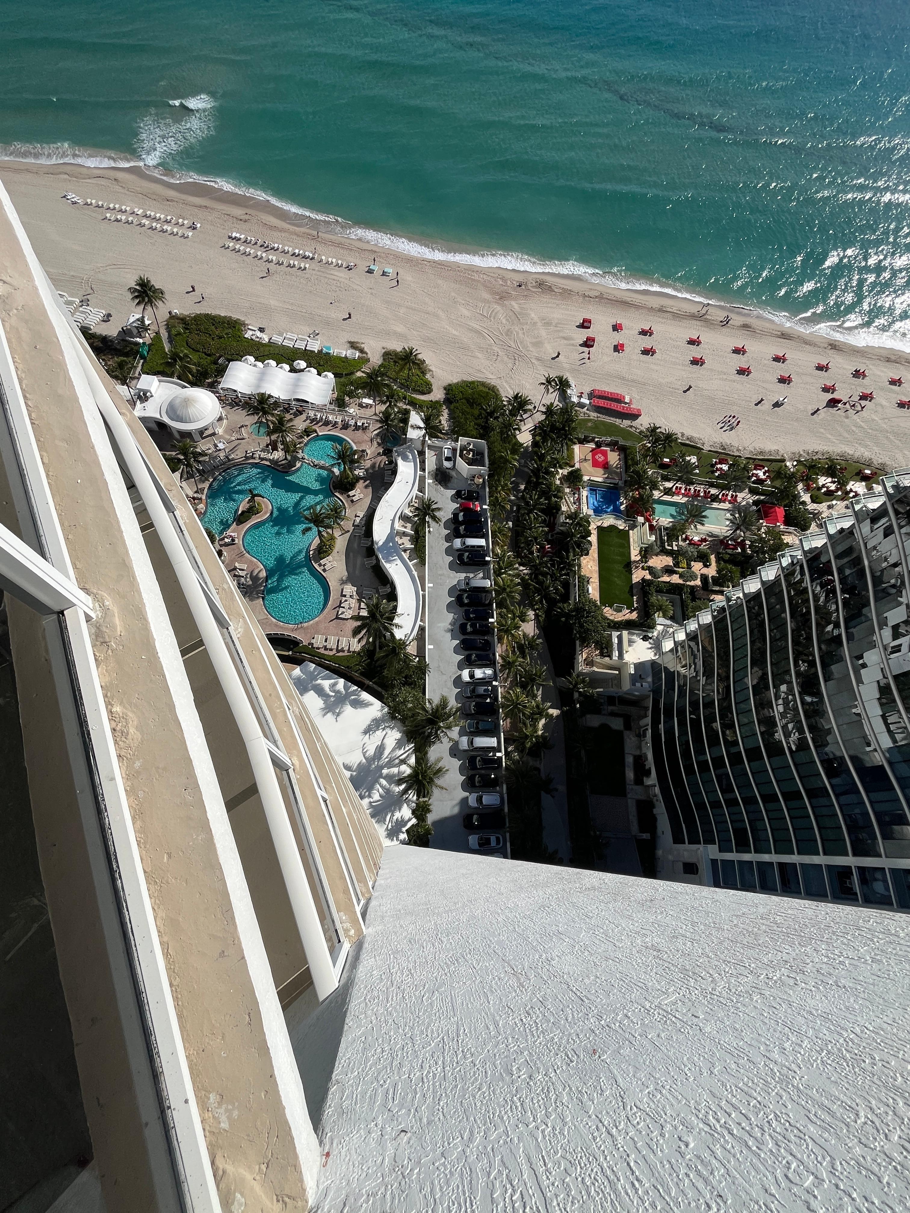 View of the pool from the balcony