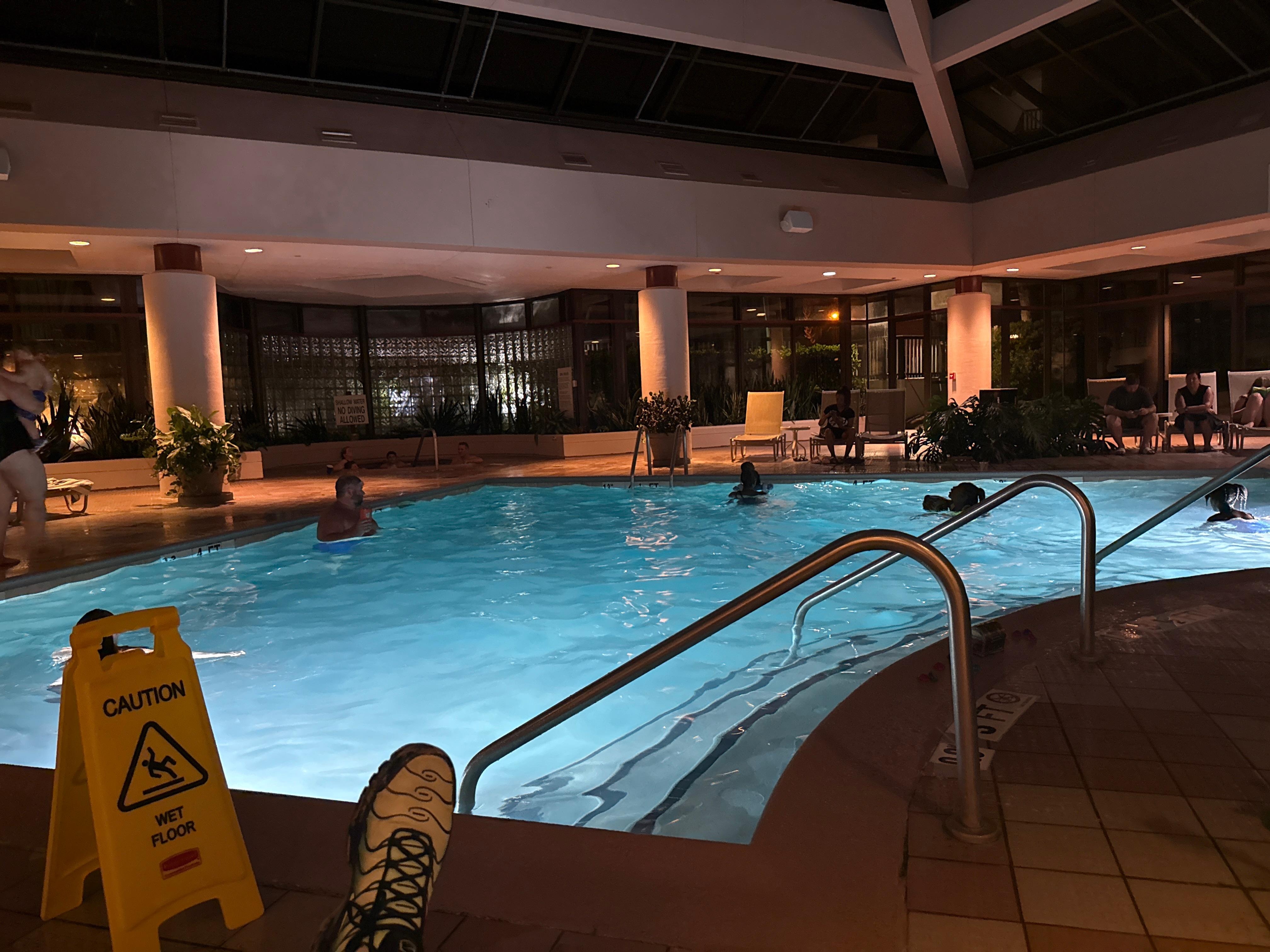 Outdoor pools are closed silver lining indoor pool was open. 
