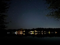 Across the lake at night. Beautiful stars