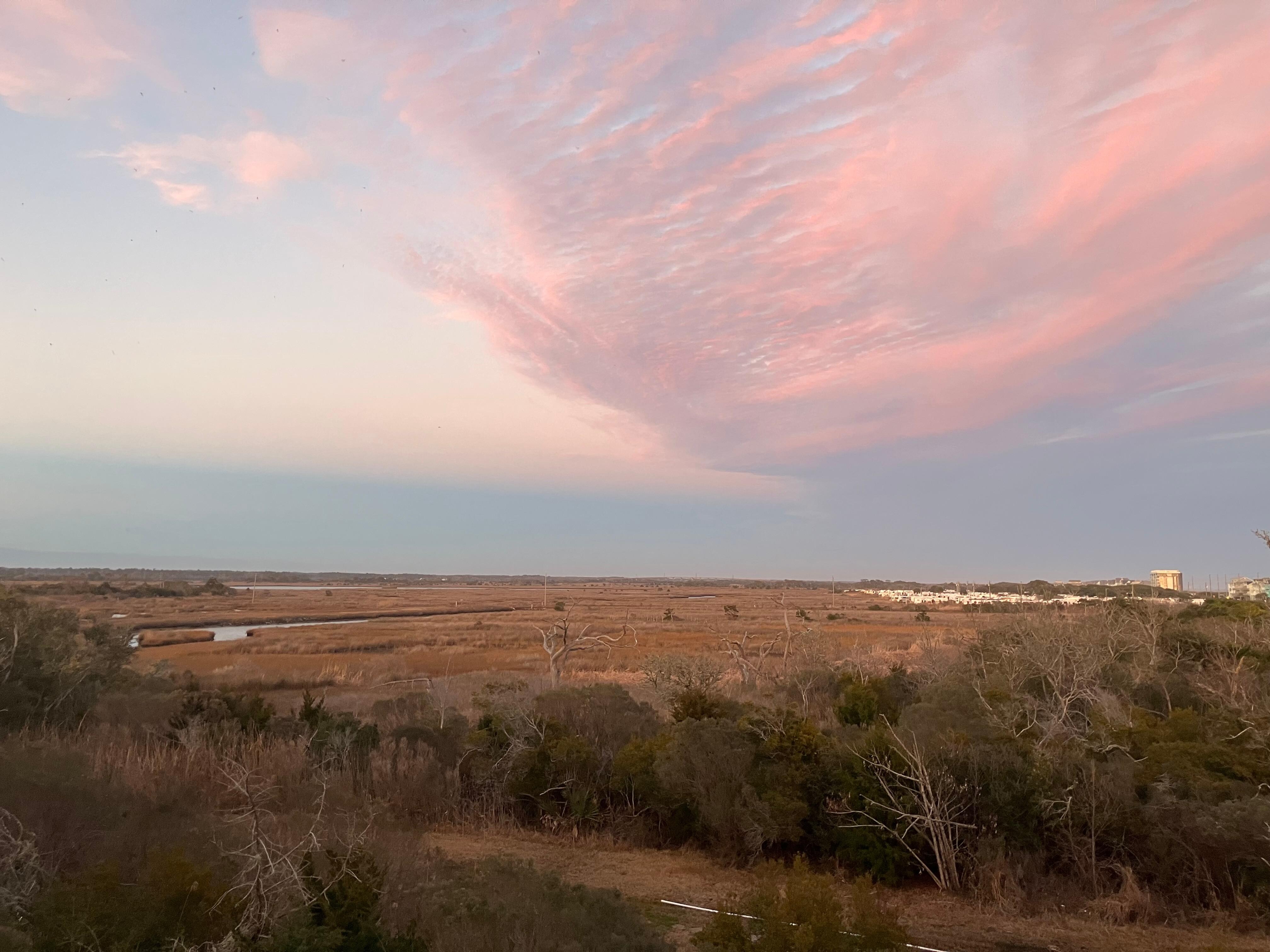 Sunset from the back deck and view of the sound/marsh