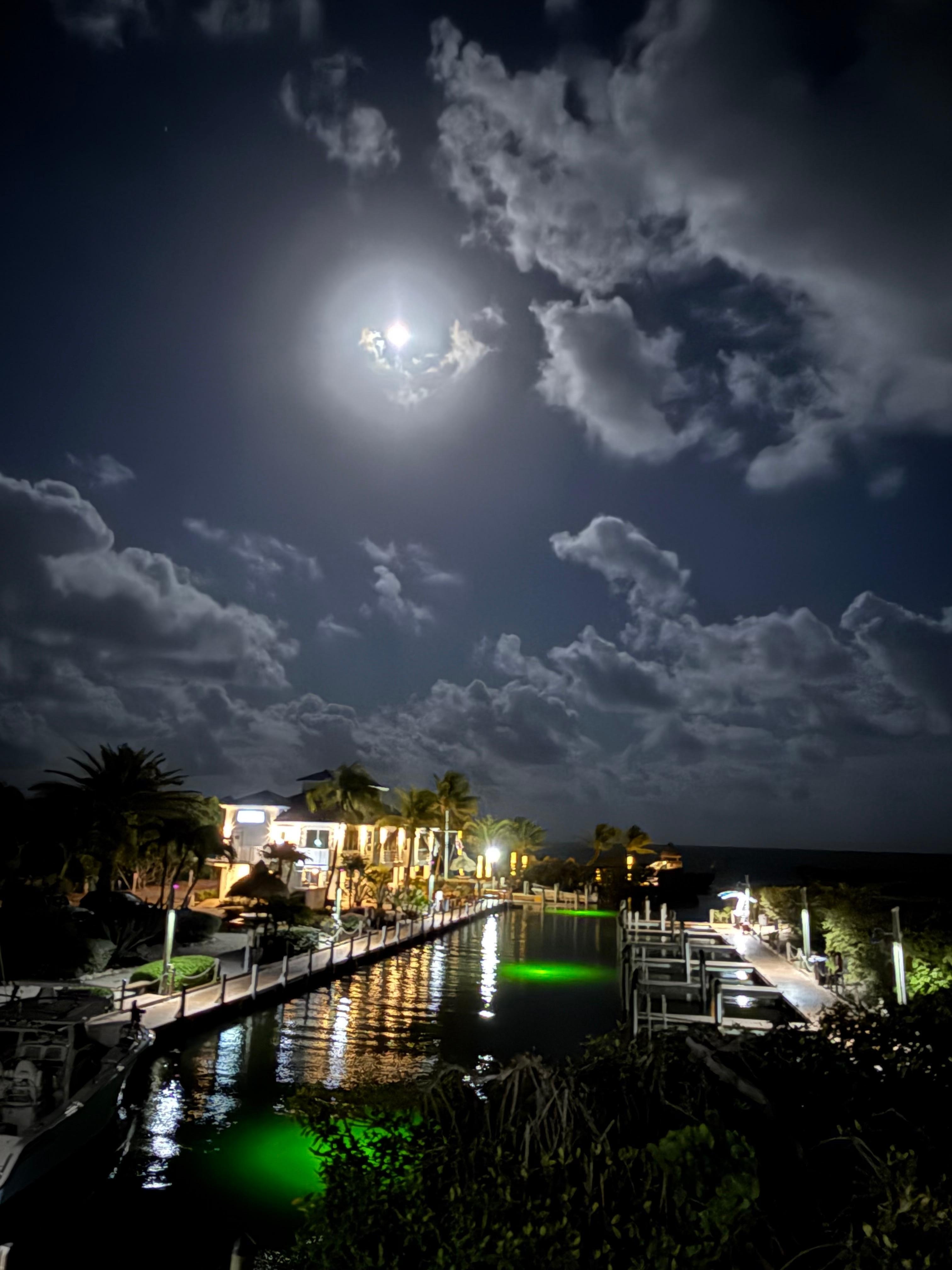 View from master bedroom balcony; night time