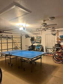 Ping pong, beach chairs, wagons, and bikes were all provided.