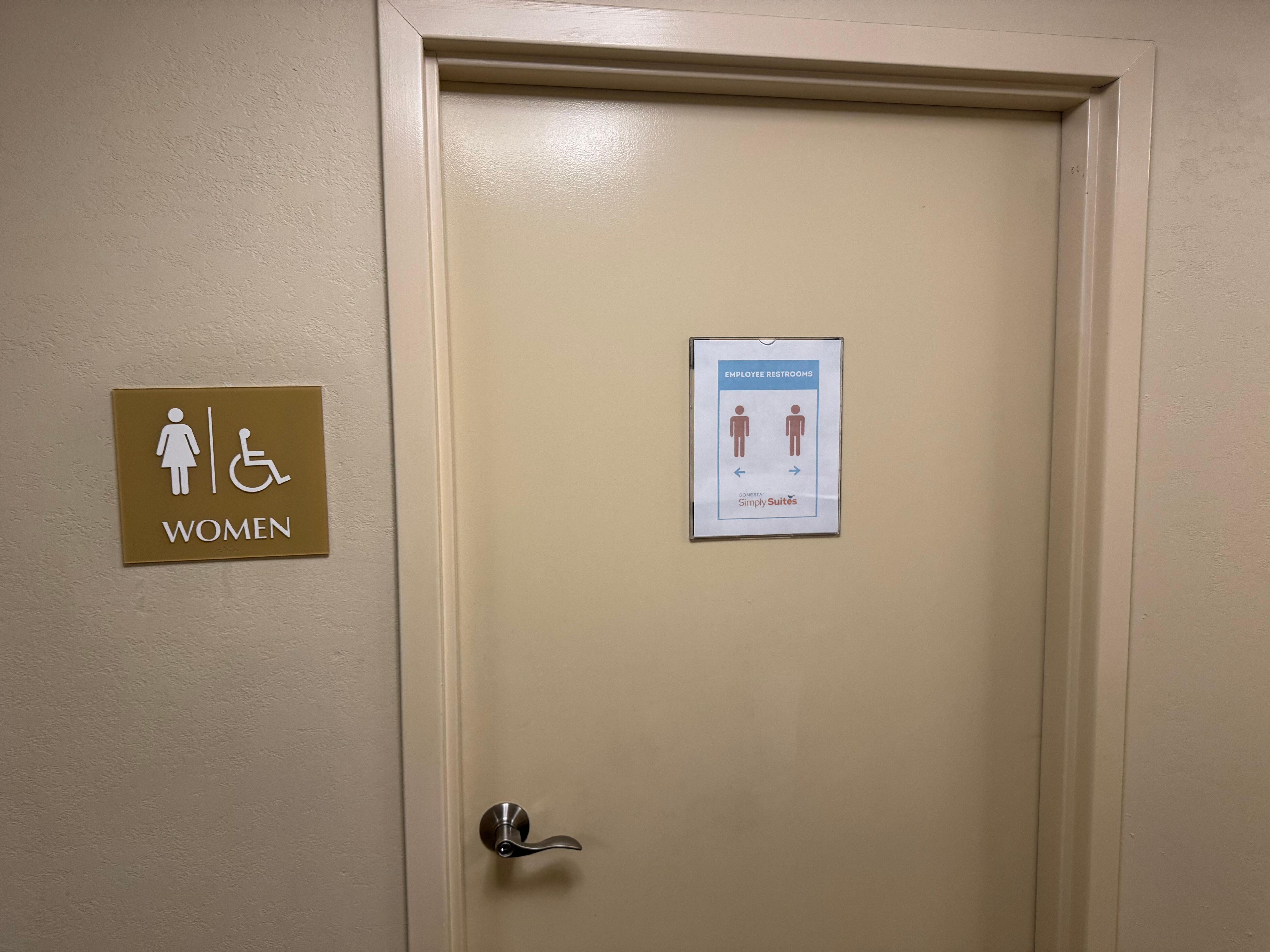 the converted the sign on the door from the women's restroom to employees only...they forgot the main reason they're at the hotel working is because of the customers