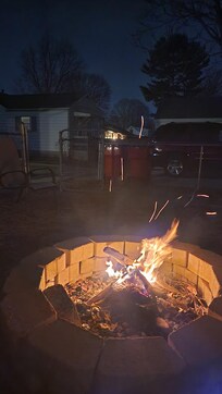 Fire pit in rear