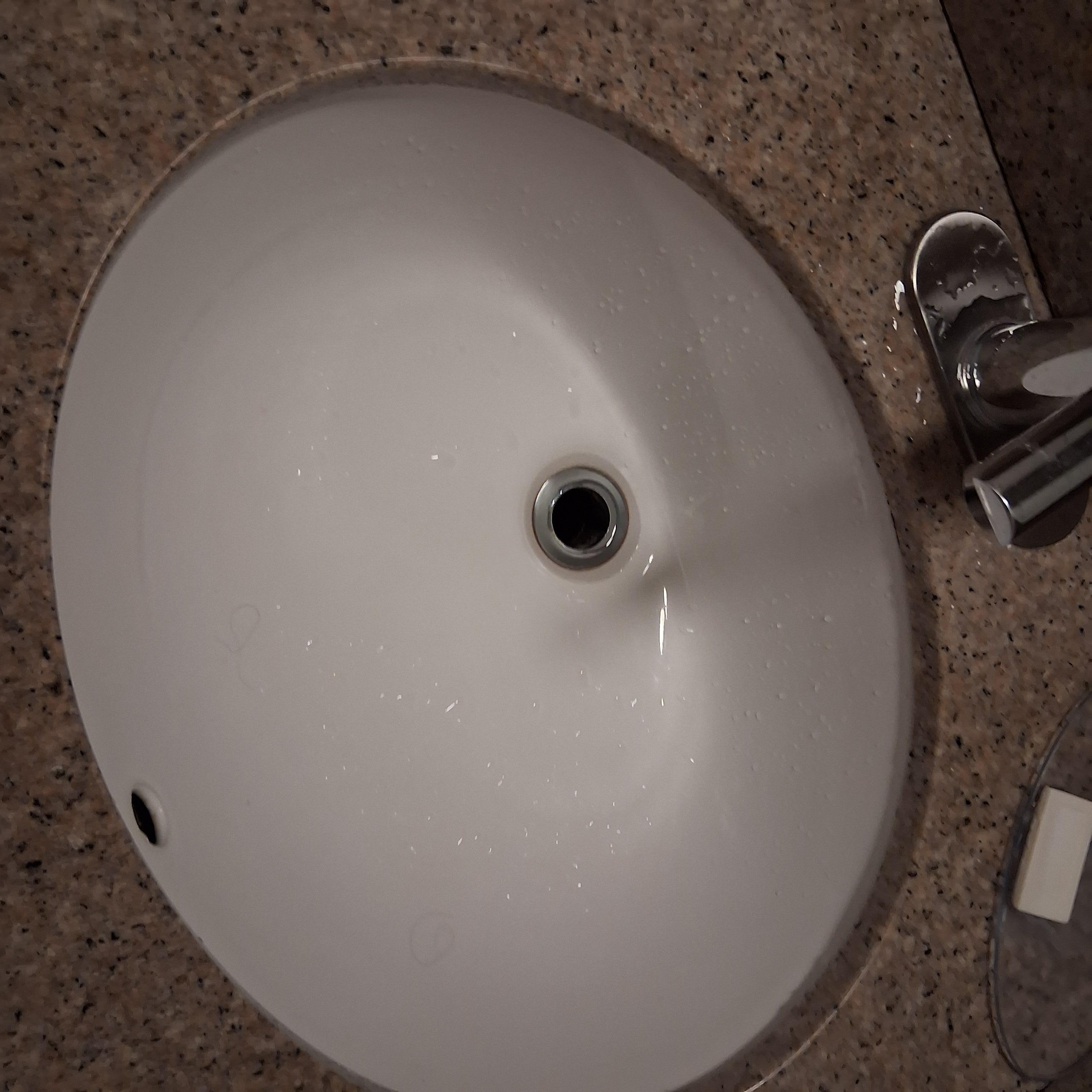 No sink stopper in the sink.