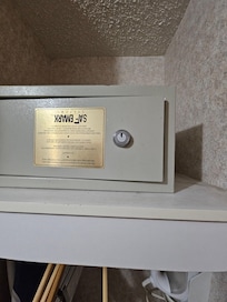 Safe with no key and had been upside-down.