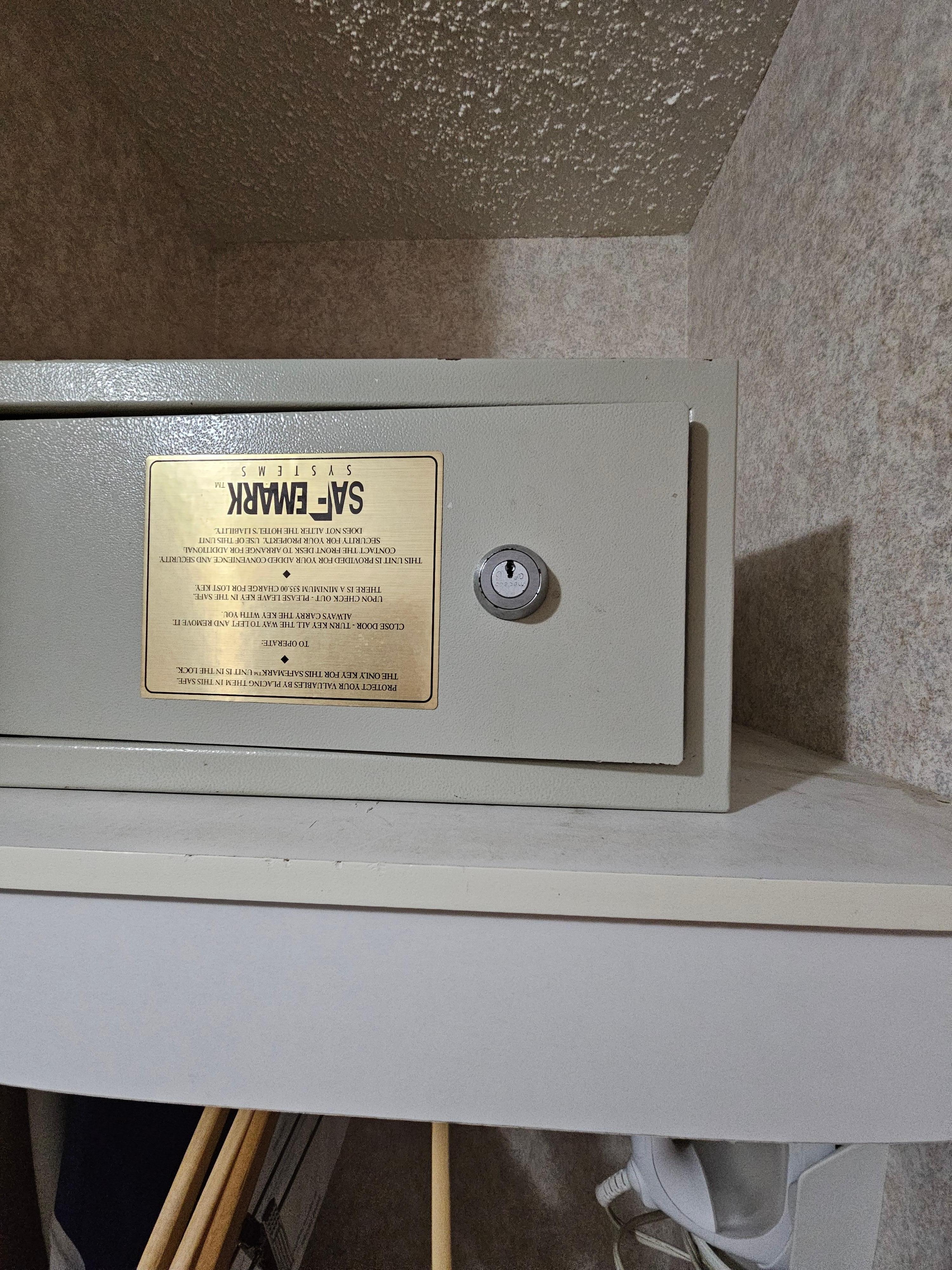 Safe with no key and had been upside-down.