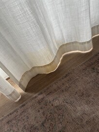 Stained curtain (at least out in blackout blinds do not blasted by sun in the morning)