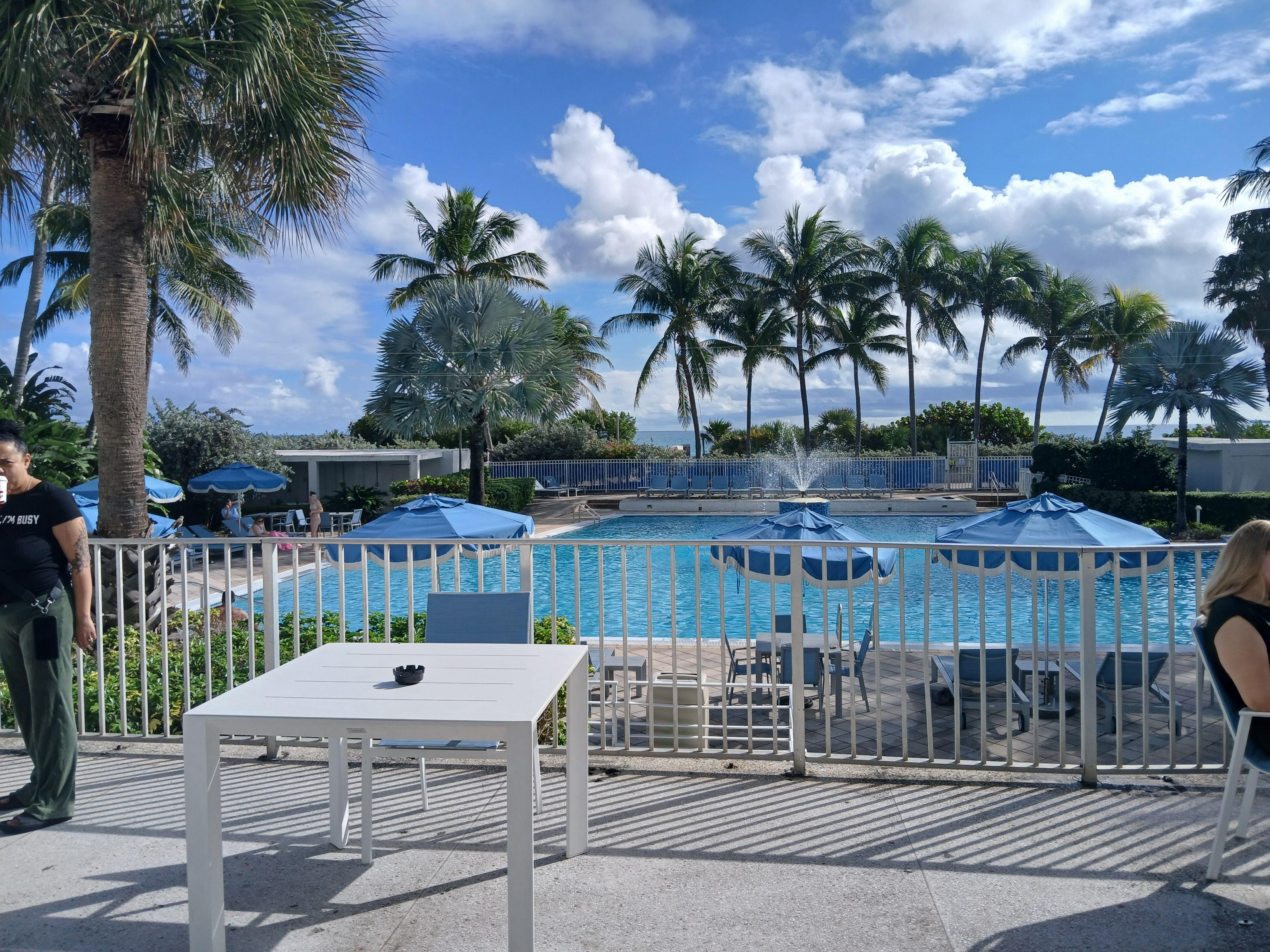 Path to beach pass the pool.