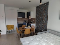 offene Küche mit einer Schlafcouch