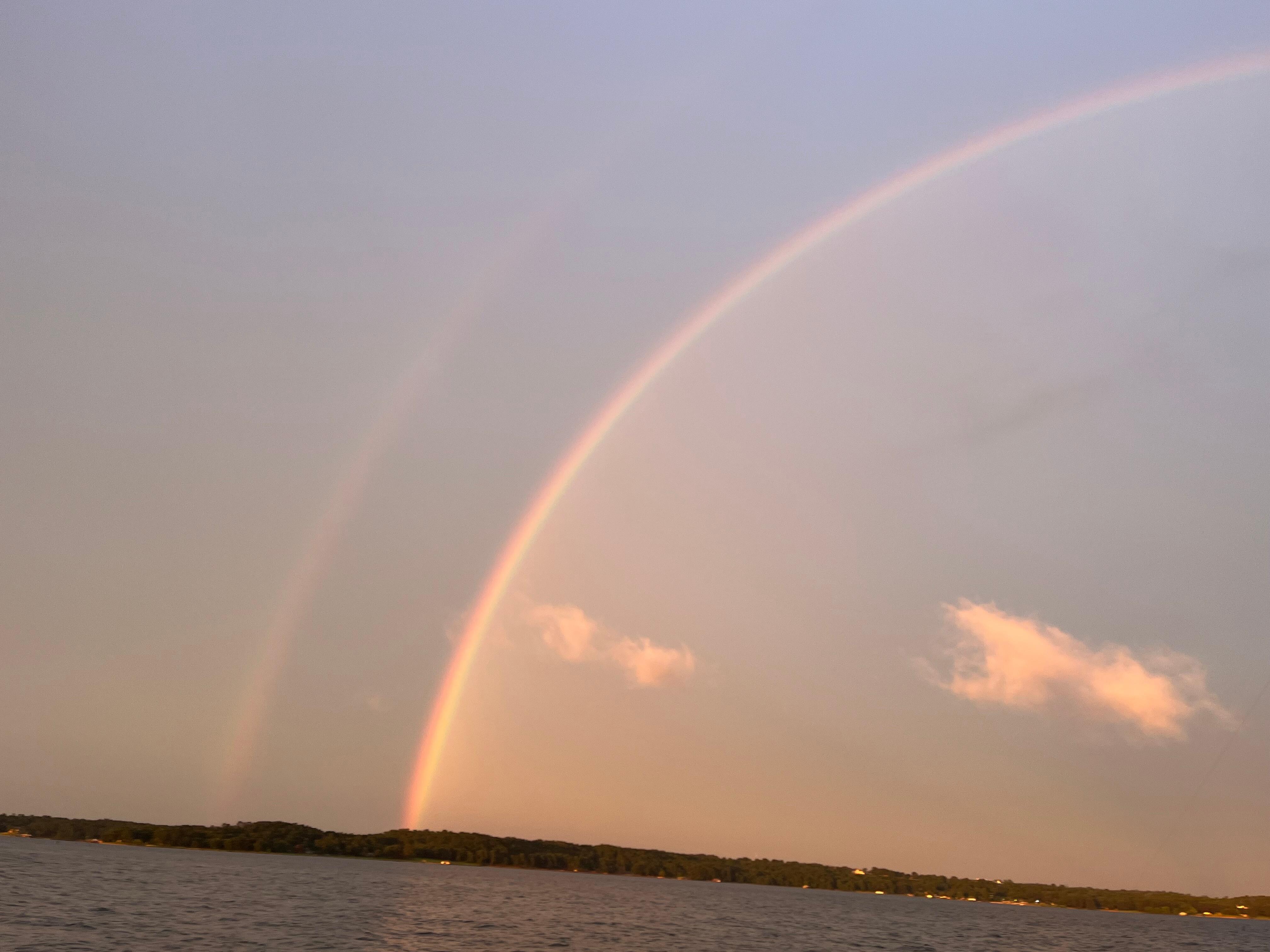 Beautiful double rainbow after a soaking rain!