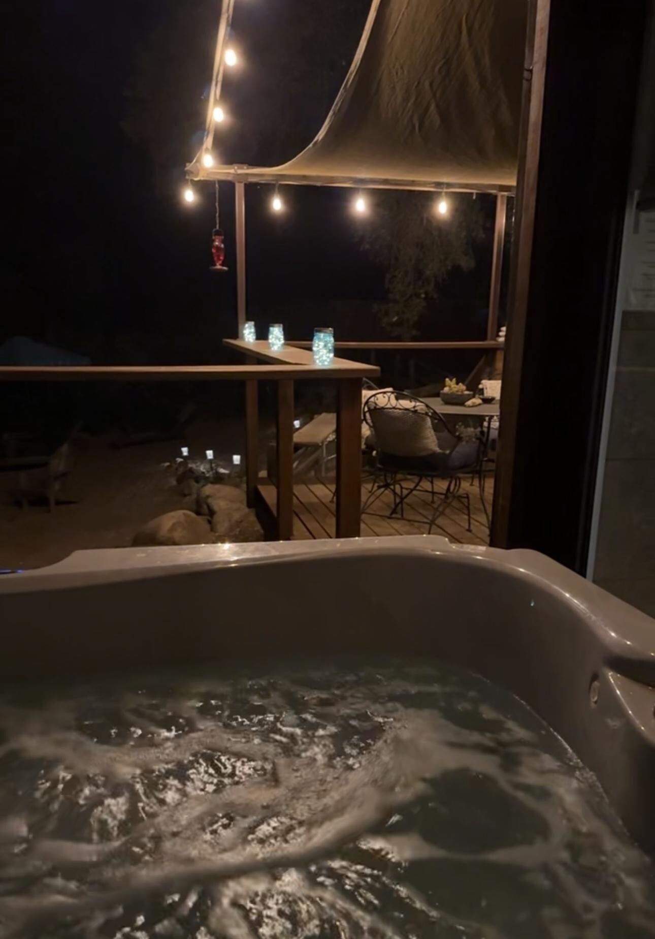 Hot tub at night.