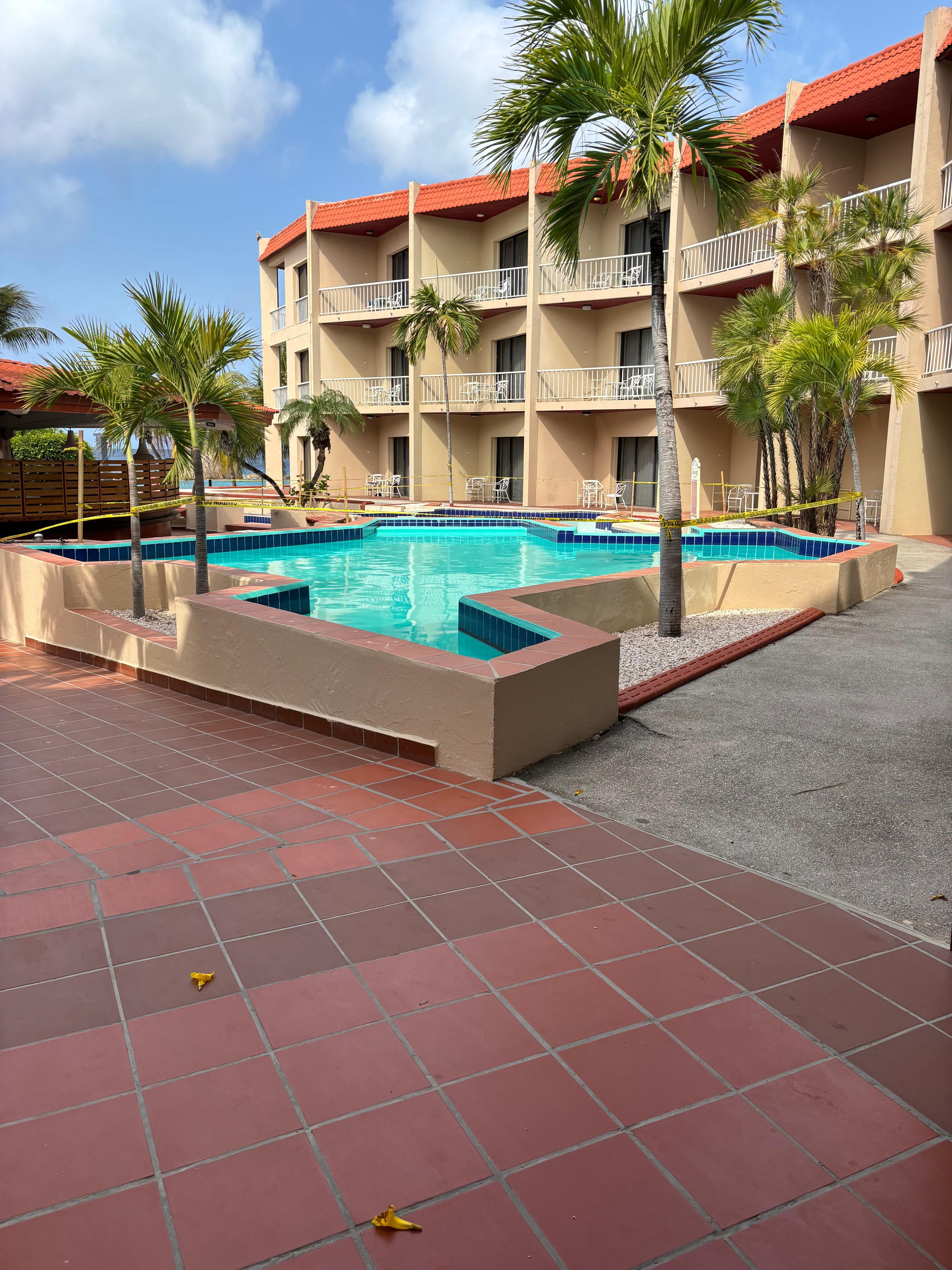 The restaurant and pool that is closed