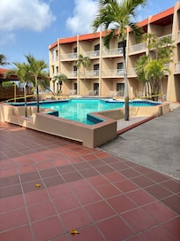 The restaurant and pool that is closed