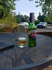 Chilling with a Drink from the bar.
