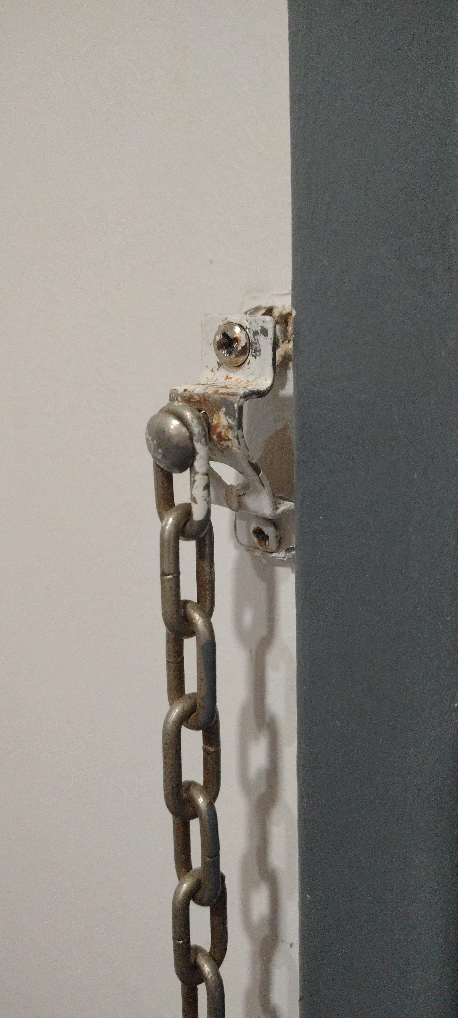 The latch was broke... And the lock was broke, so the room was wide open.
