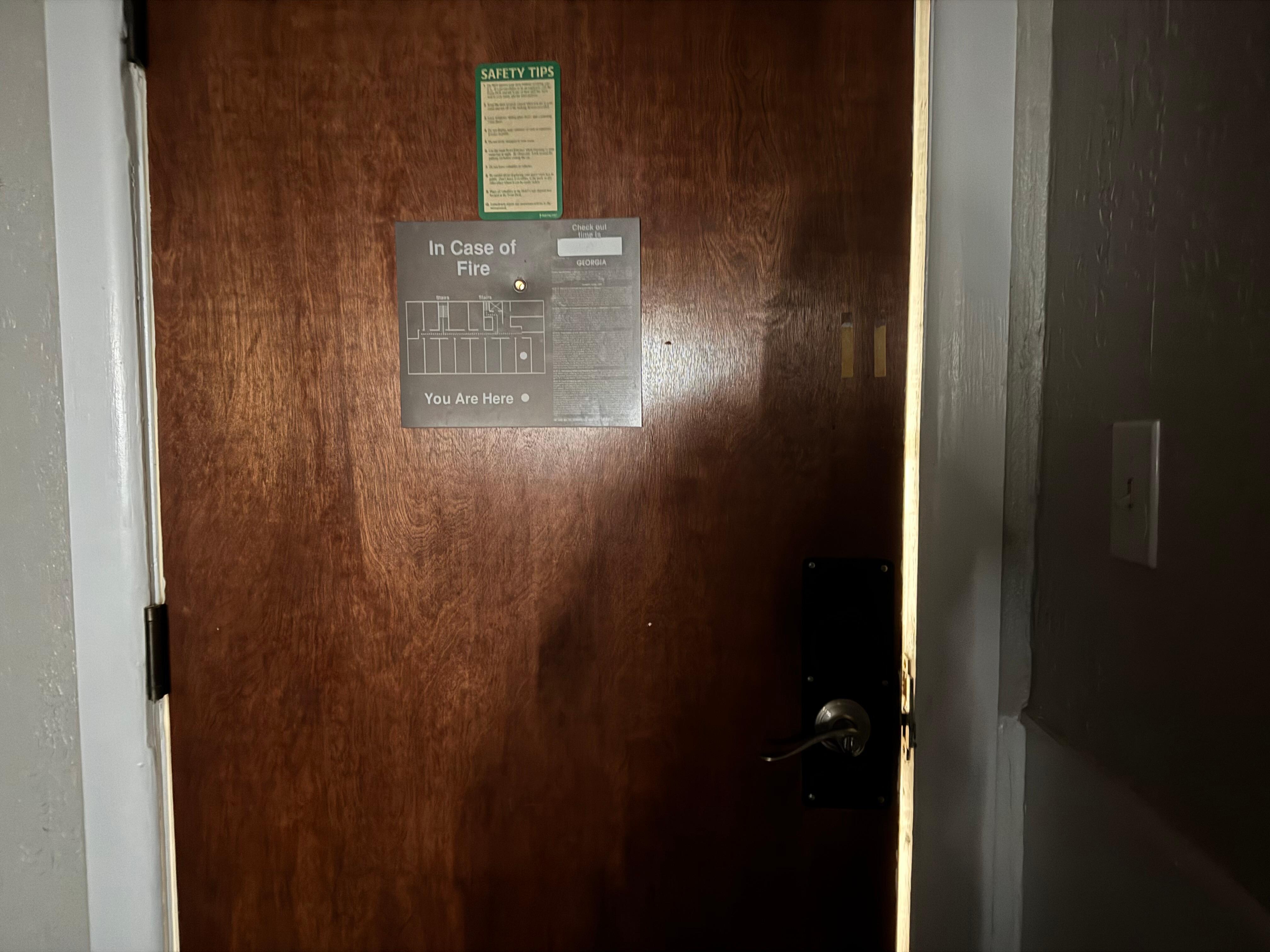 Door was locked and you could see light all around the door 