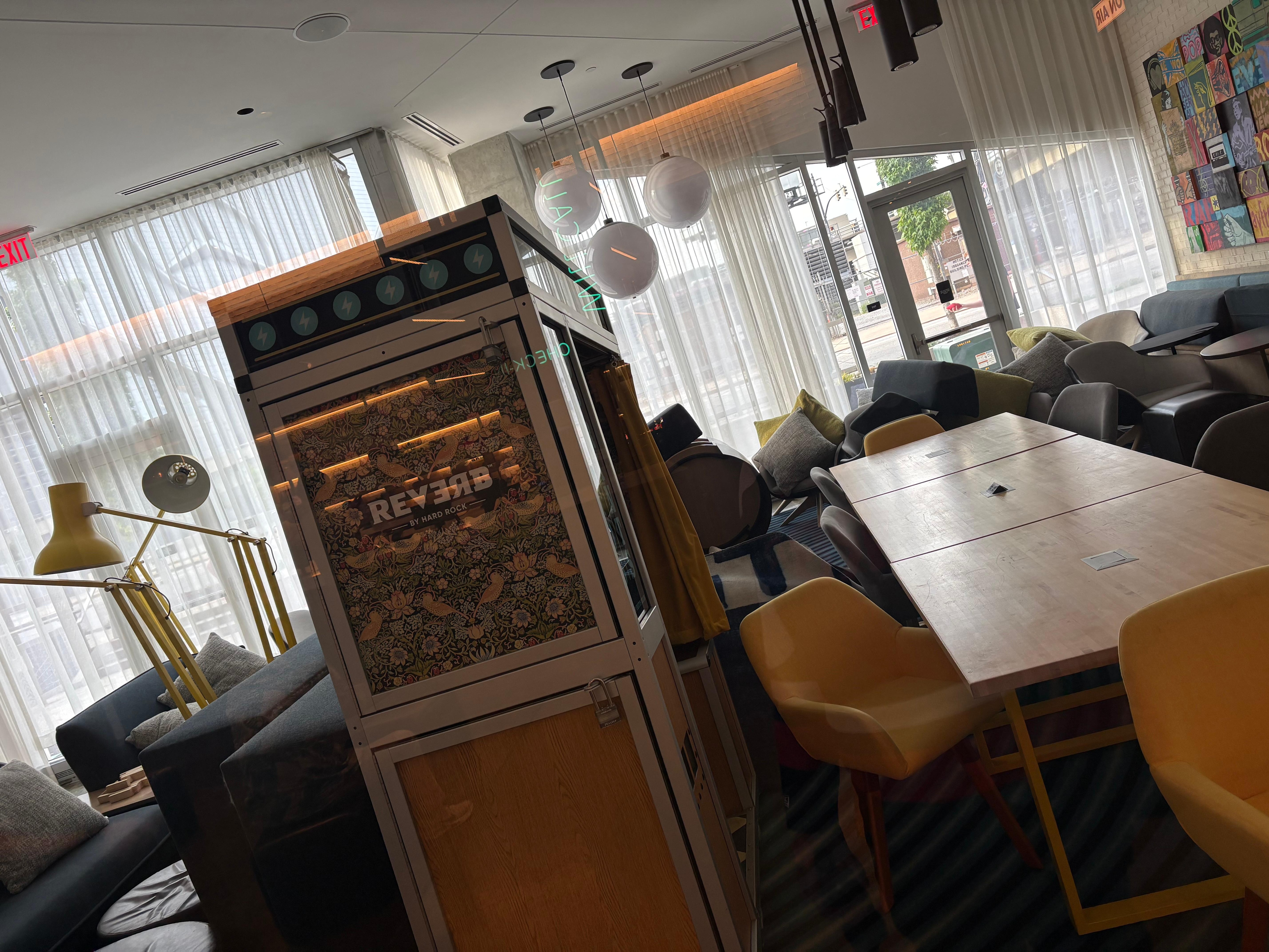 Renovations so they just throw everything on top of itself in a room in the lobby 