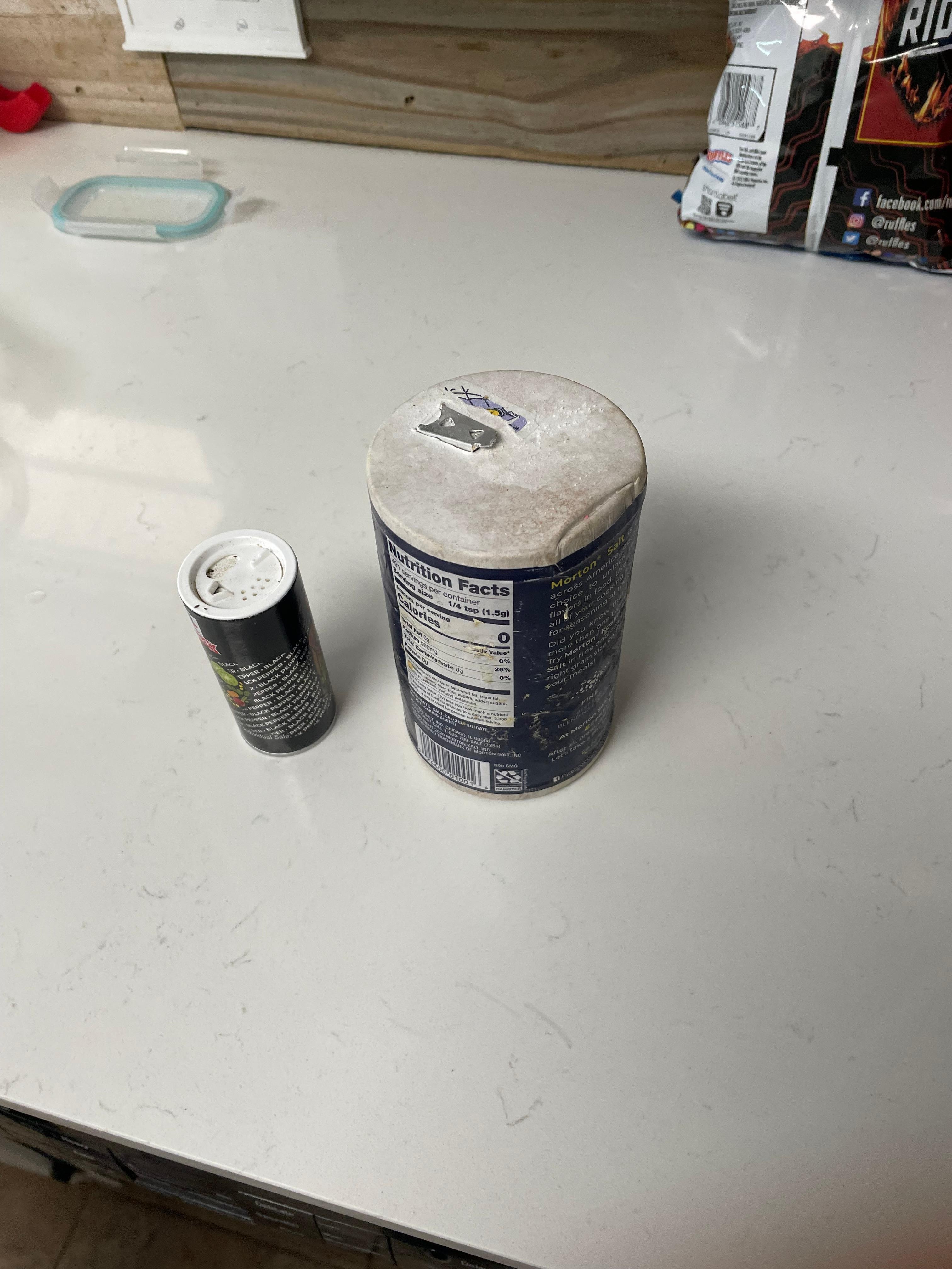 Spices provided. Filthy. Clumps in the salt container 