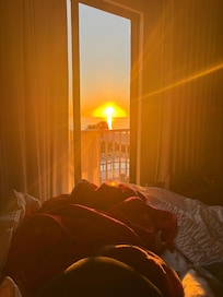 View of sunset from our room