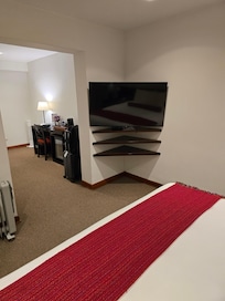 View of the hall with a desk.
