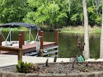 Great blue heron on deck
