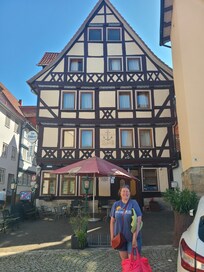 Beautiful front of hotel alongside the river.