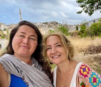 Nergis and I, in front of the village