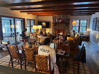 We all enjoyed spreading out and working on our own projects, cozy by the fire.