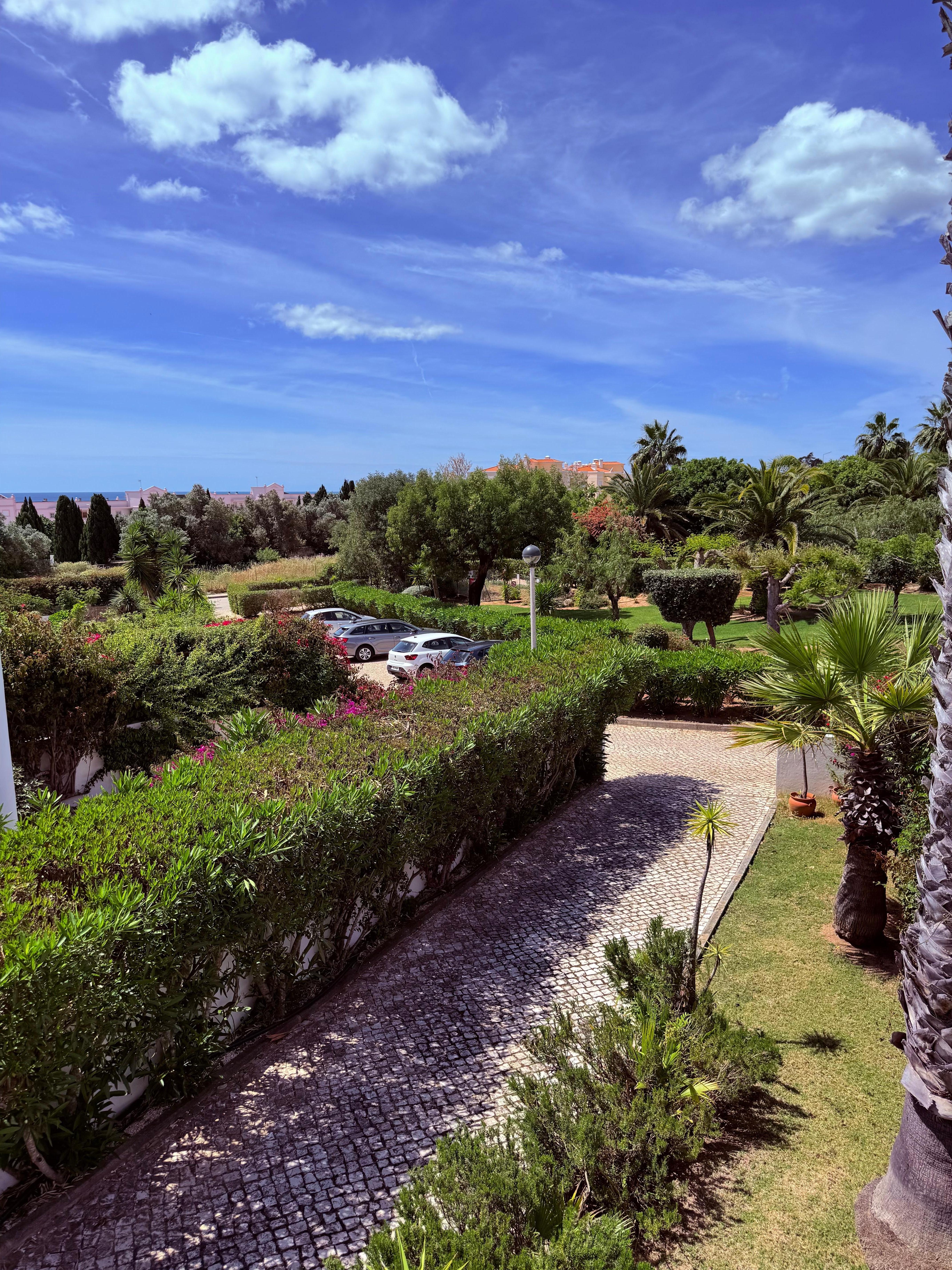 The front garden and distant seaview