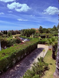 The front garden and distant seaview