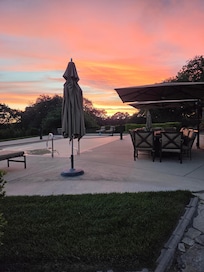 Evening view sitting by the pool