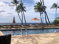 Pool with boded gate entry. Private right on beach with showers