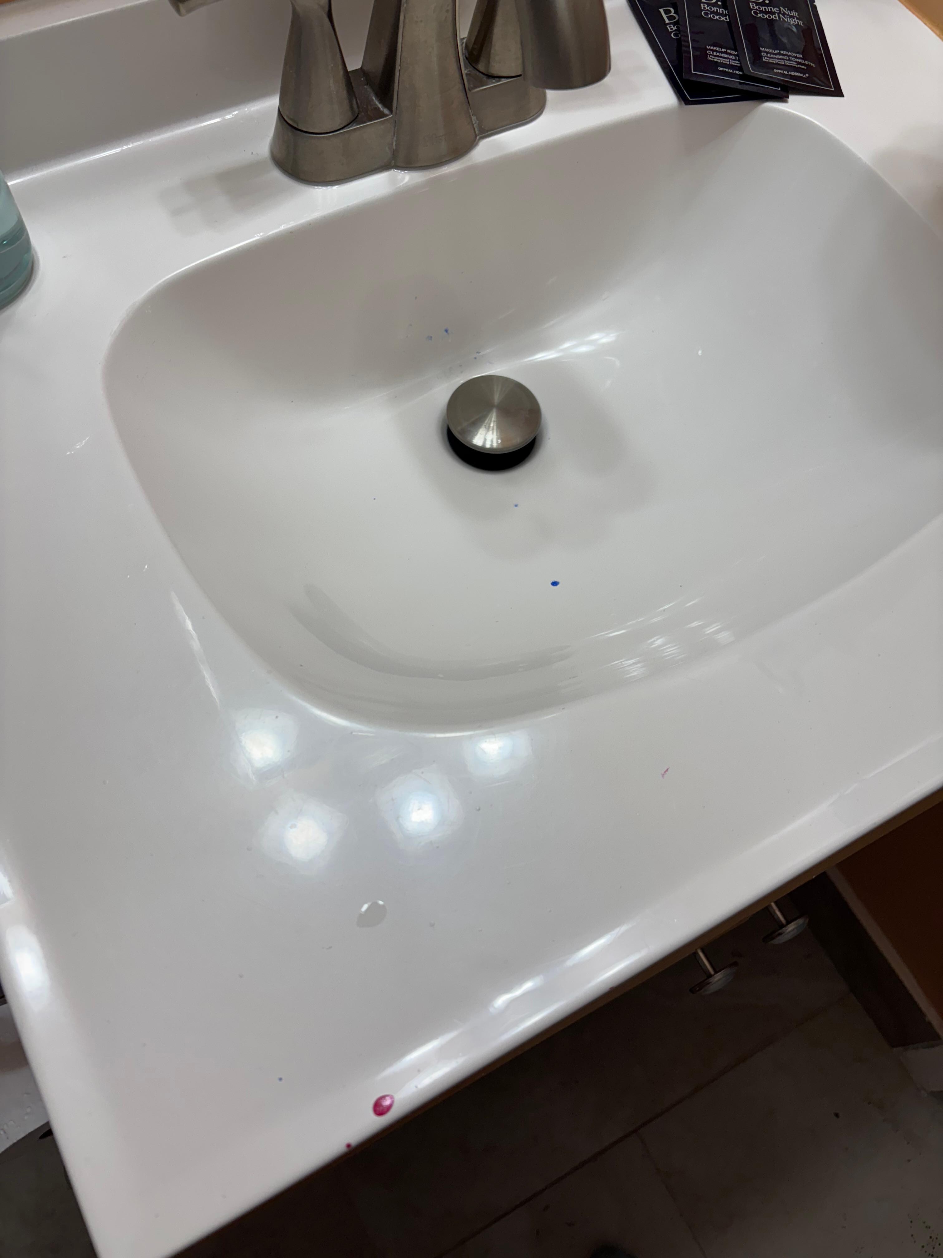 Nail polish on sink