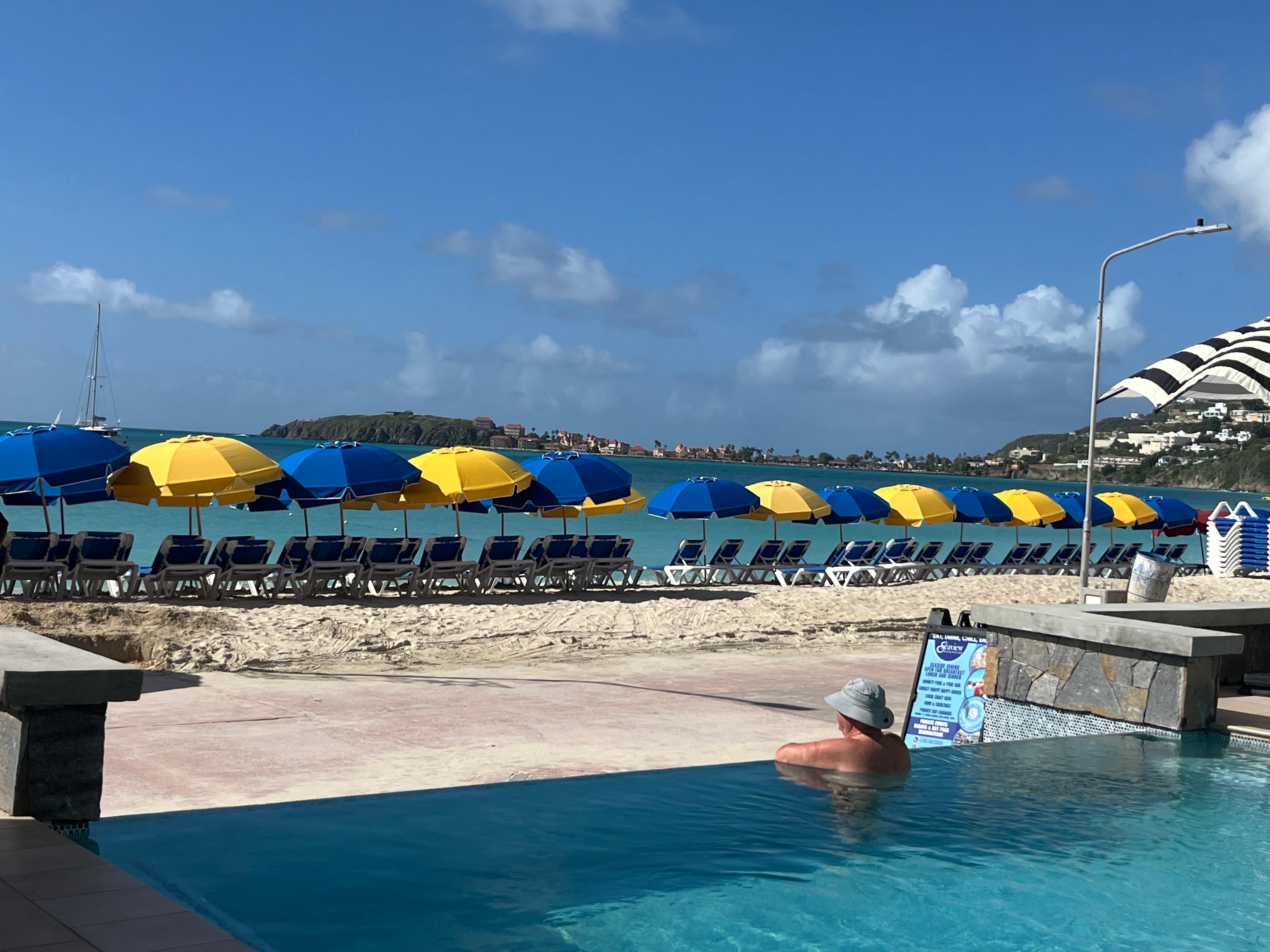 Infinity pool facing beach area
