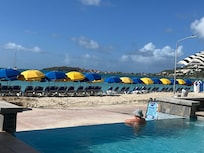 Infinity pool facing beach area